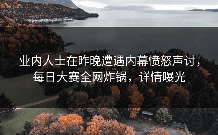 业内人士在昨晚遭遇内幕愤怒声讨，每日大赛全网炸锅，详情曝光