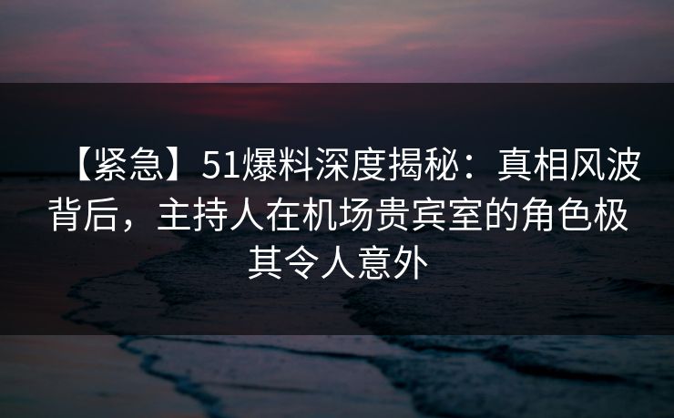 【紧急】51爆料深度揭秘:真相风波背后,主持人在机场贵宾室的角色极其令人意外 【紧急】51爆料深度揭秘:真相风波背后,主持人在机场贵宾室的角色极其令人意外