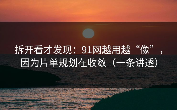 拆开看才发现:91网越用越“像”,因为片单规划在收敛(一条讲透) 拆开看才发现:91网越用越“像”,因为片单规划在收敛(一条讲透)